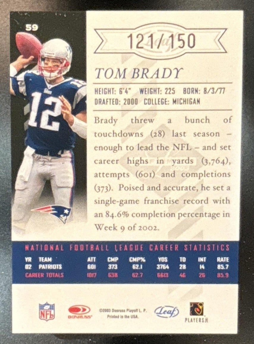 2003 Leaf Limited Tom Brady Bronze Spotlight /150 #59 New England Patriots