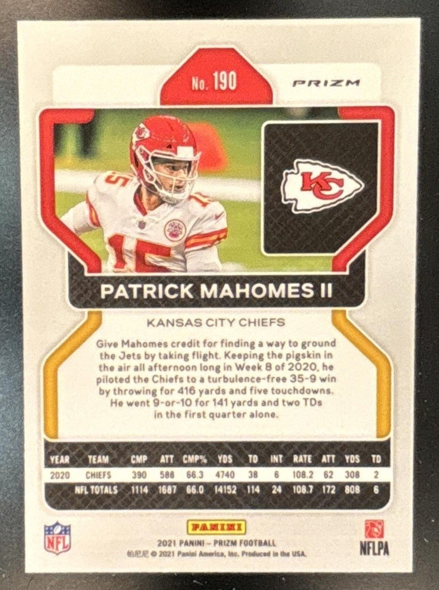 2021 Panini Prizm Patrick Mahomes II Green #190 Kansas City Chiefs