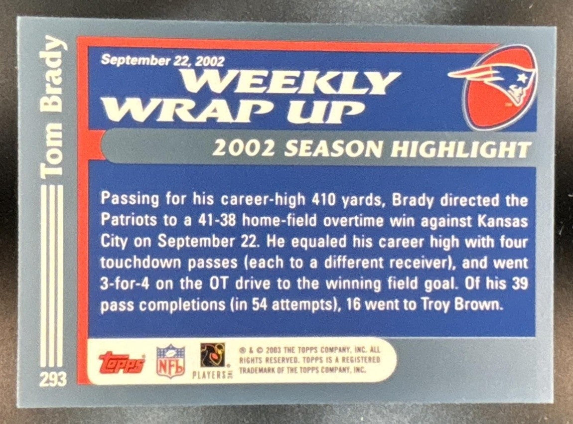 2003 Topps 1st Edition Tom Brady #293 New England Patriots