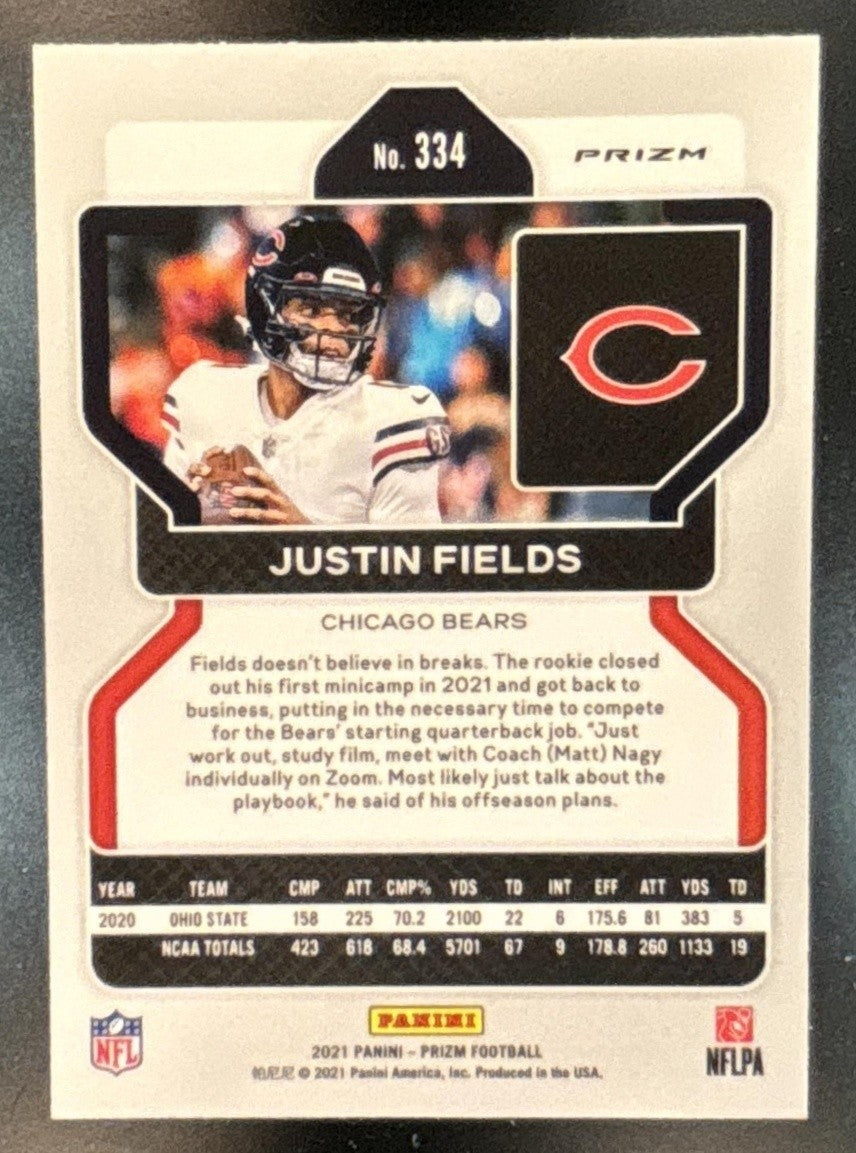 2021 Panini Prizm Justin Fields Silver #334 RC Chicago Bears
