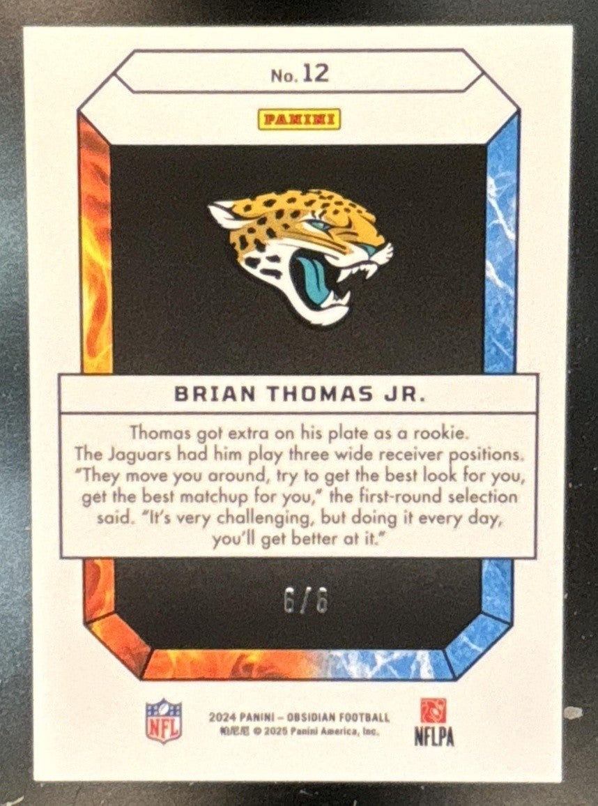 2024 Panini Obsidian Brian Thomas Jr. Fire and Ice Jade 6/6 #12 RC Jaguars