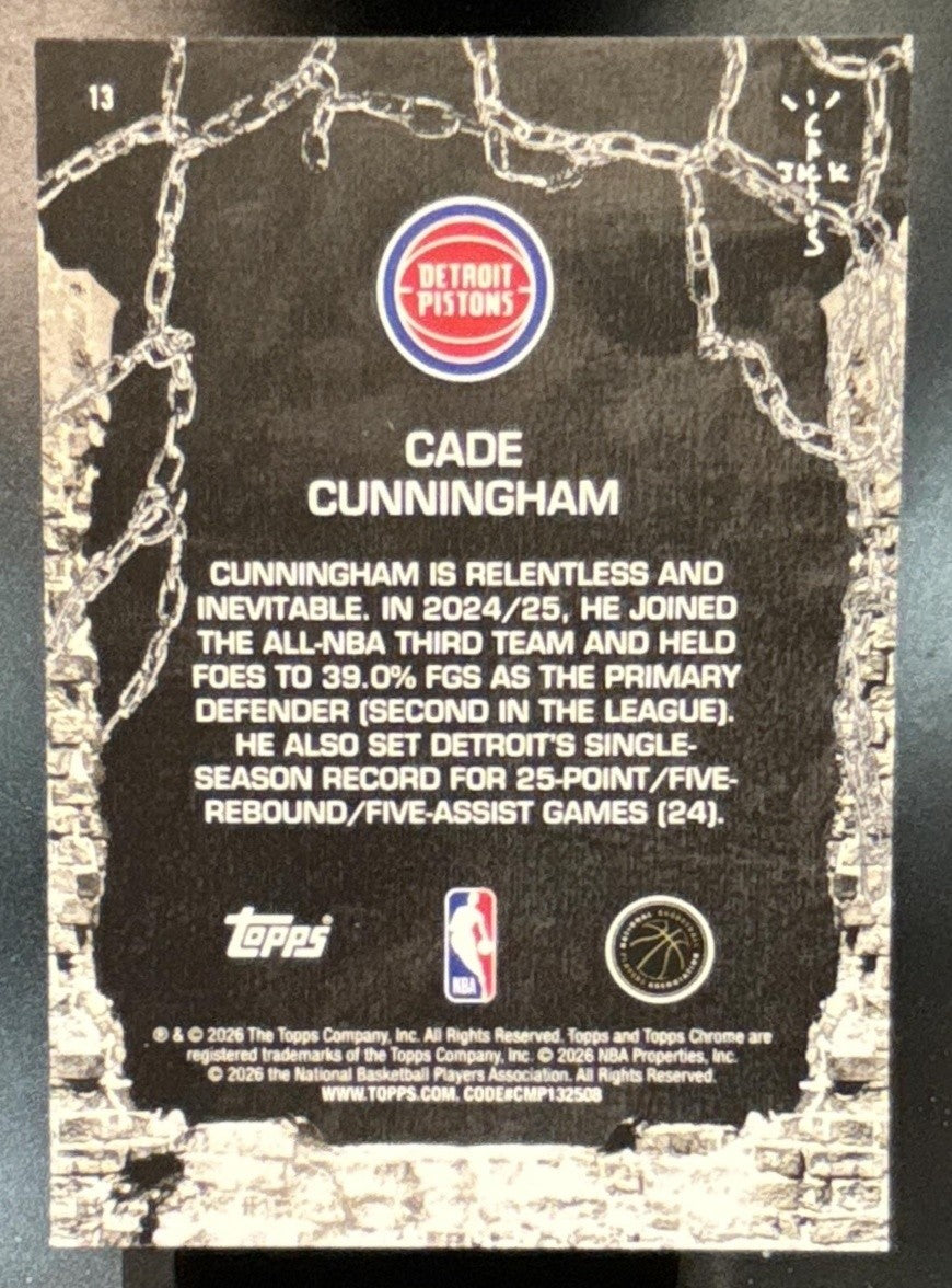 2025-26 Topps Chrome x Cactus Jack Cade Cunningham #13 Detroit Pistons