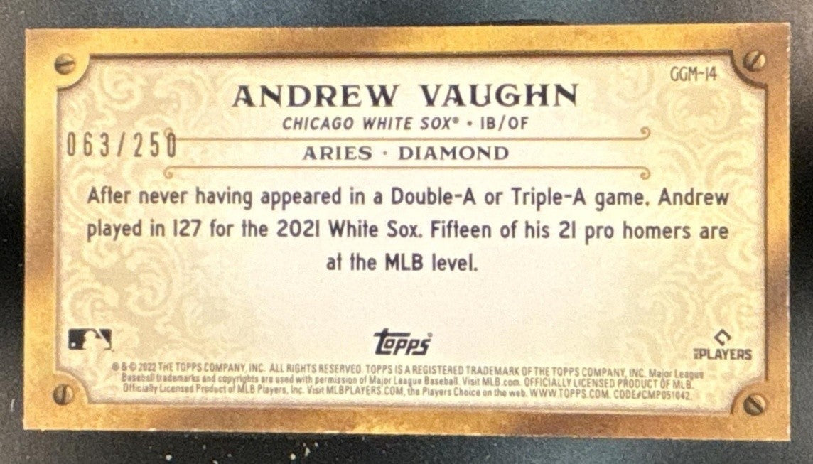 2022 Topps Gypsy Queen Andrew Vaughn Gems Minis Blue /250 Chicago White Sox
