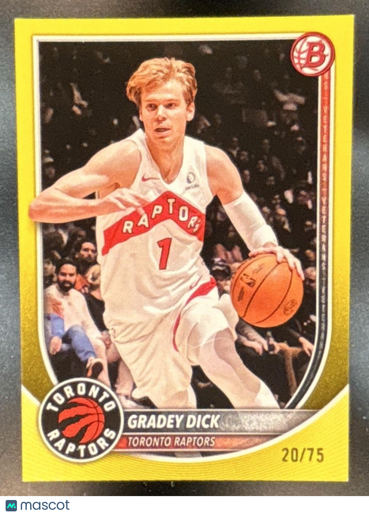 2025-26 Bowman Gradey Dick Yellow Border /75 #70 Toronto Raptors
