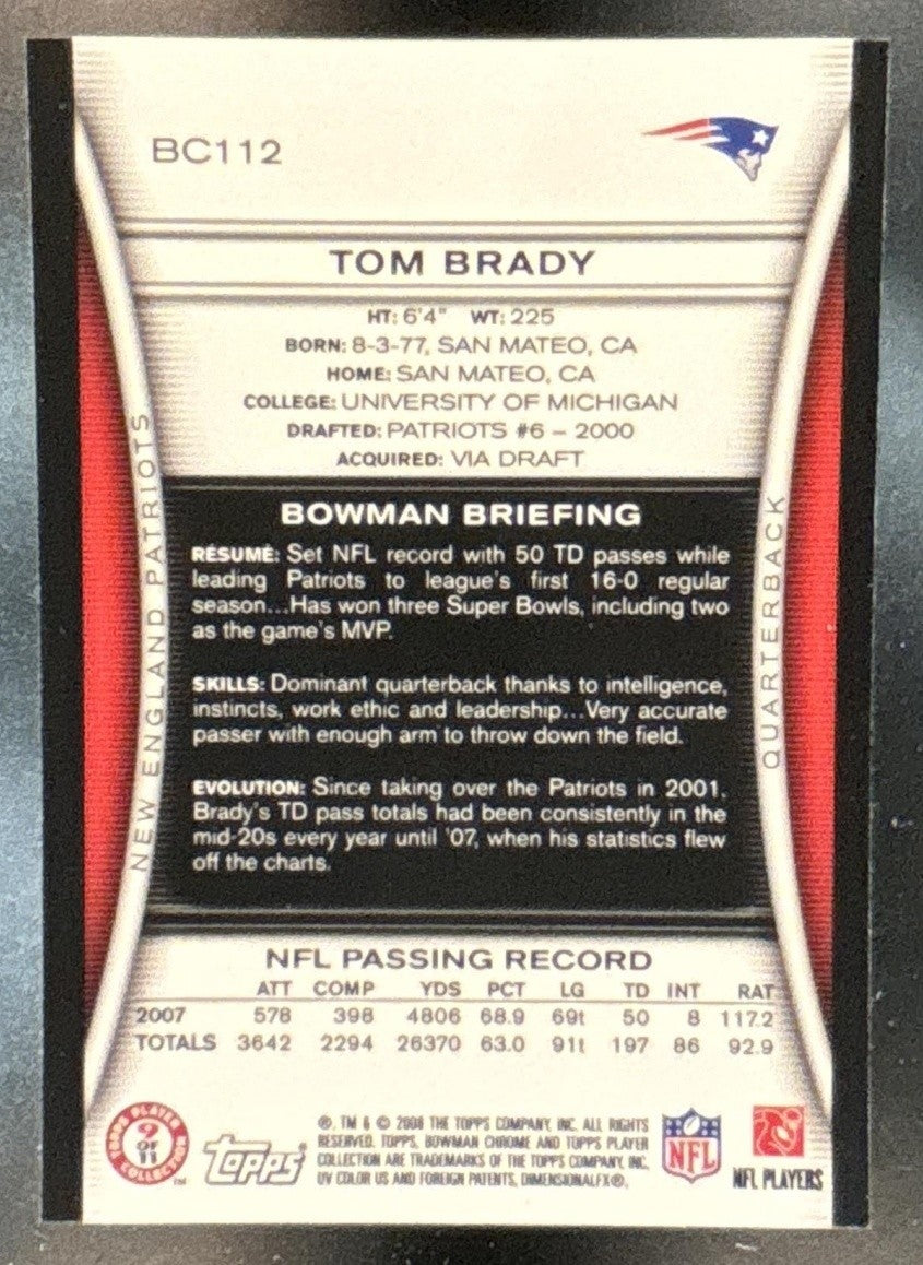 2008 Bowman Chrome Tom Brady #BC112 New England Patriots