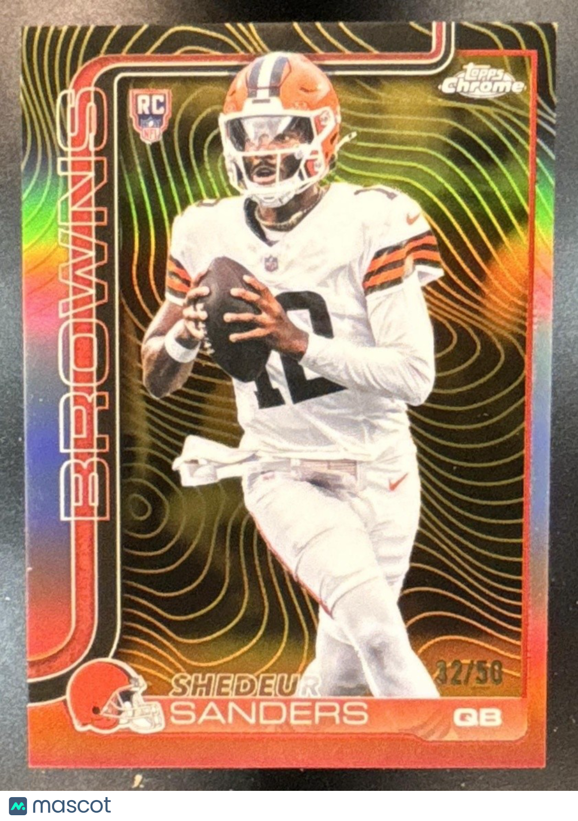 2025 Topps Chrome Shedeur Sanders Rookie Etch Variation Gold /50 #315 RC Browns