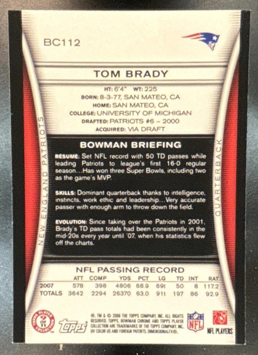 2008 Bowman Chrome Tom Brady #BC112 Patriots