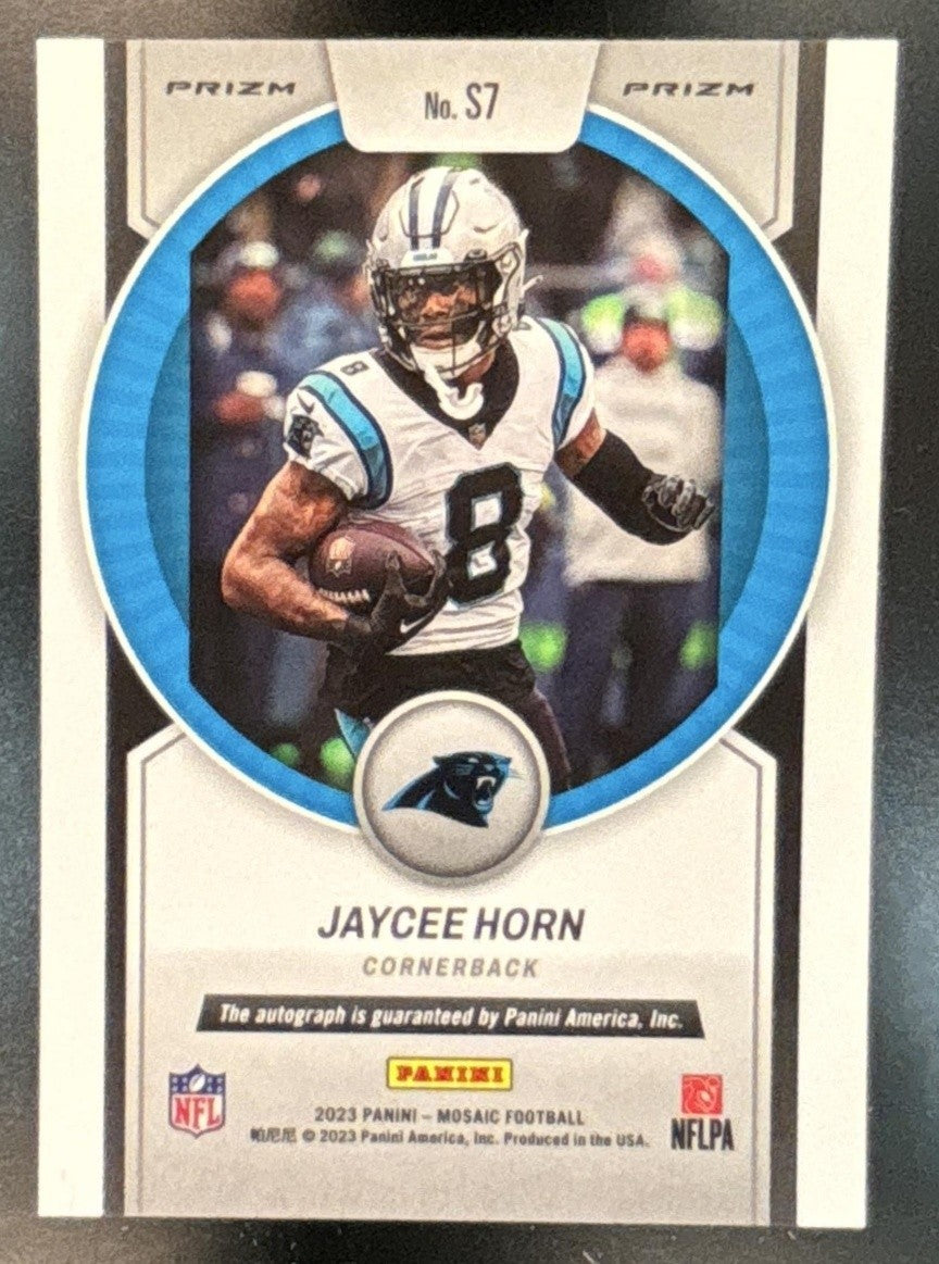 2023 Panini Mosaic Jaycee Horn Scripts Mosaic Prizm #S7 Auto Carolina Panthers