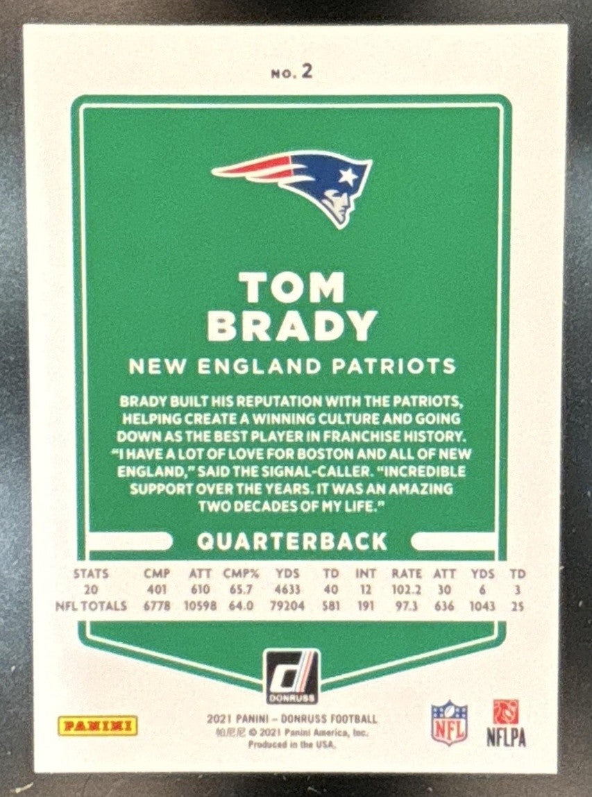 2021 Panini Donruss Tom Brady Press Proof Silver /100 #2 New England Patriots