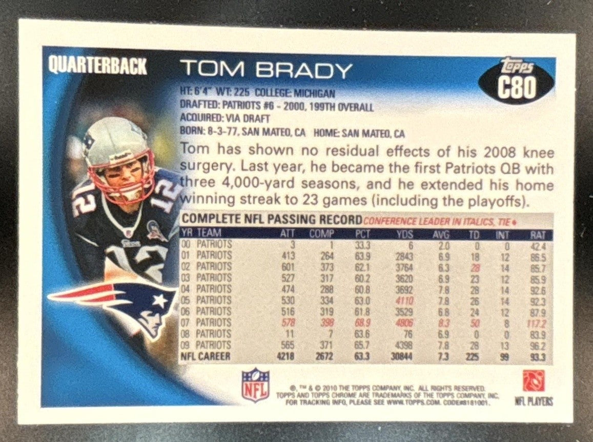 2010 Topps Chrome Tom Brady #C80 New England Patriots