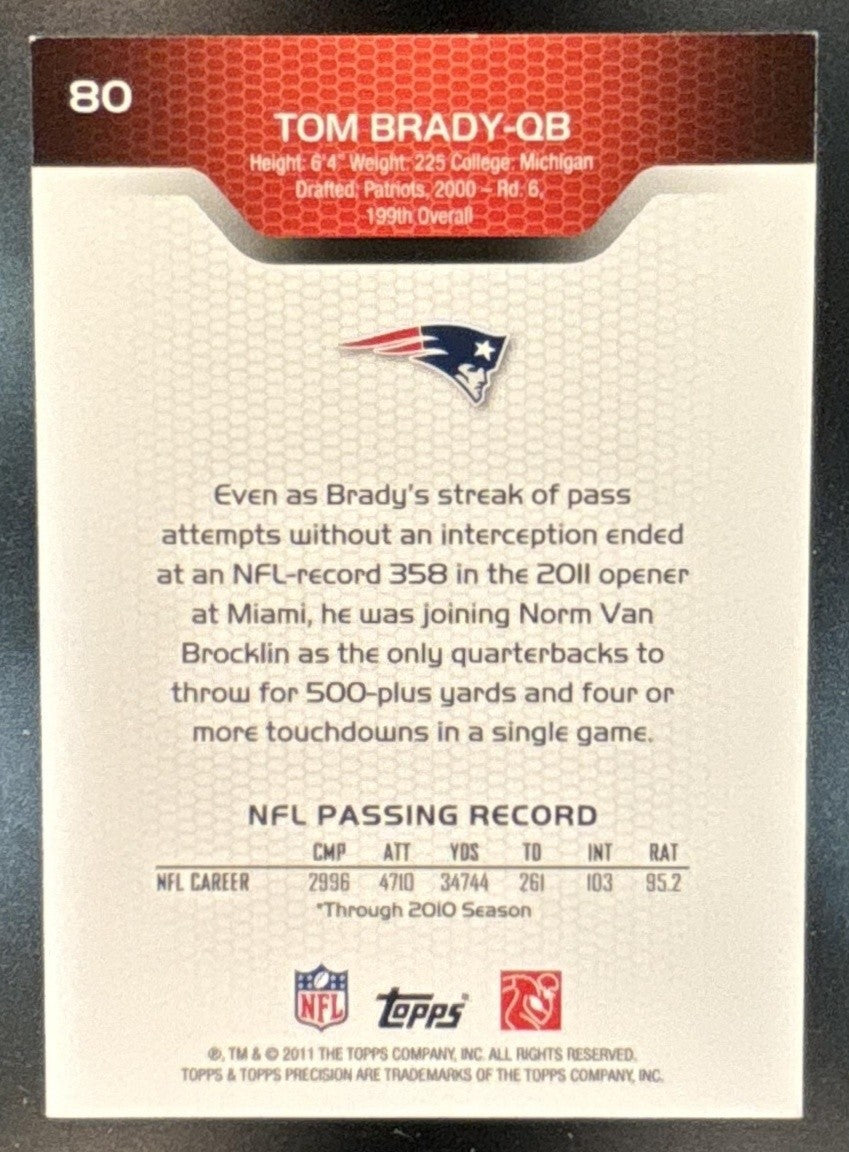 2011 Topps Precision Tom Brady #80 New England Patriots