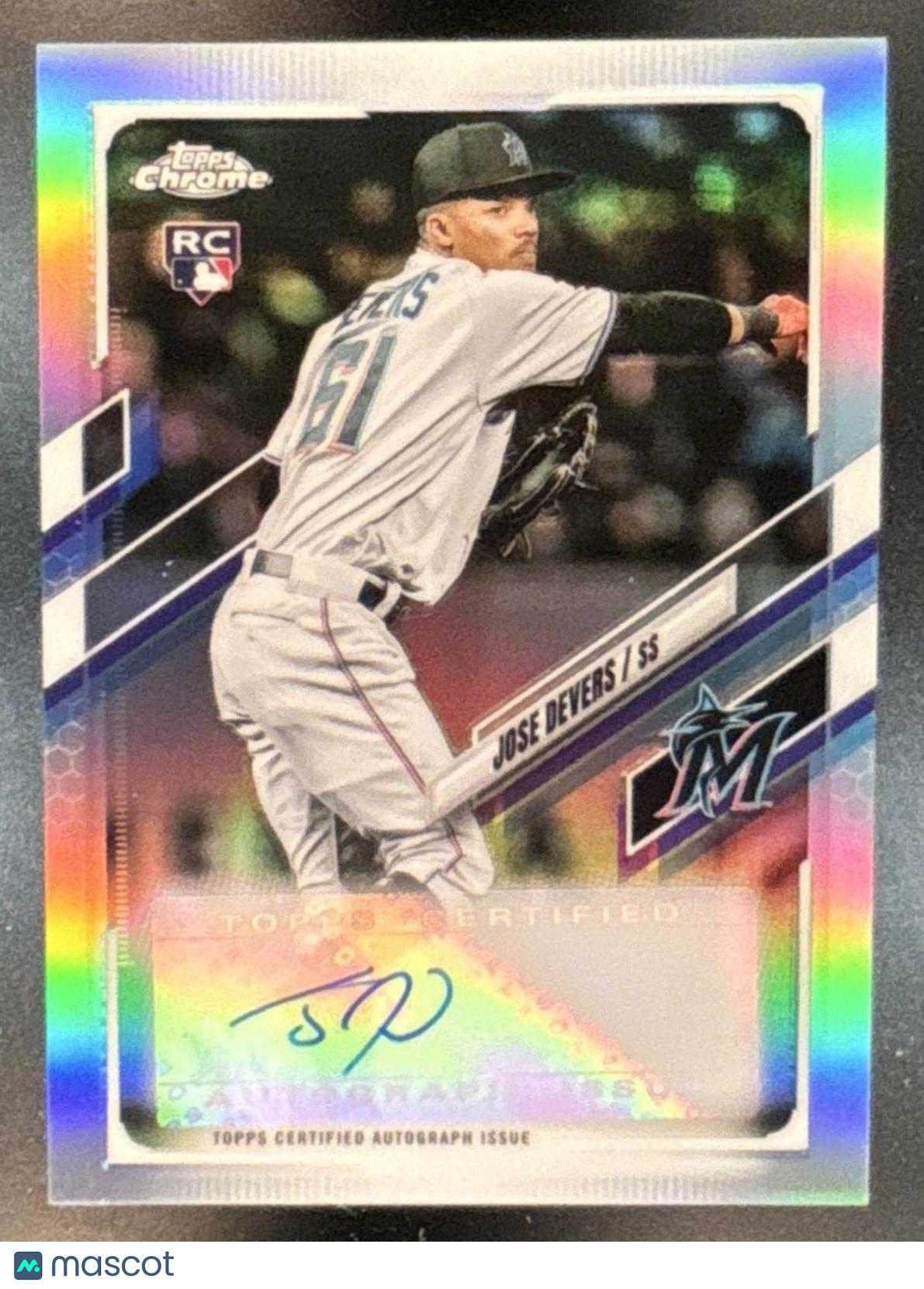 2021 Topps Chrome Update Jose Devers Auto #CUSA-JED RC Miami Marlins