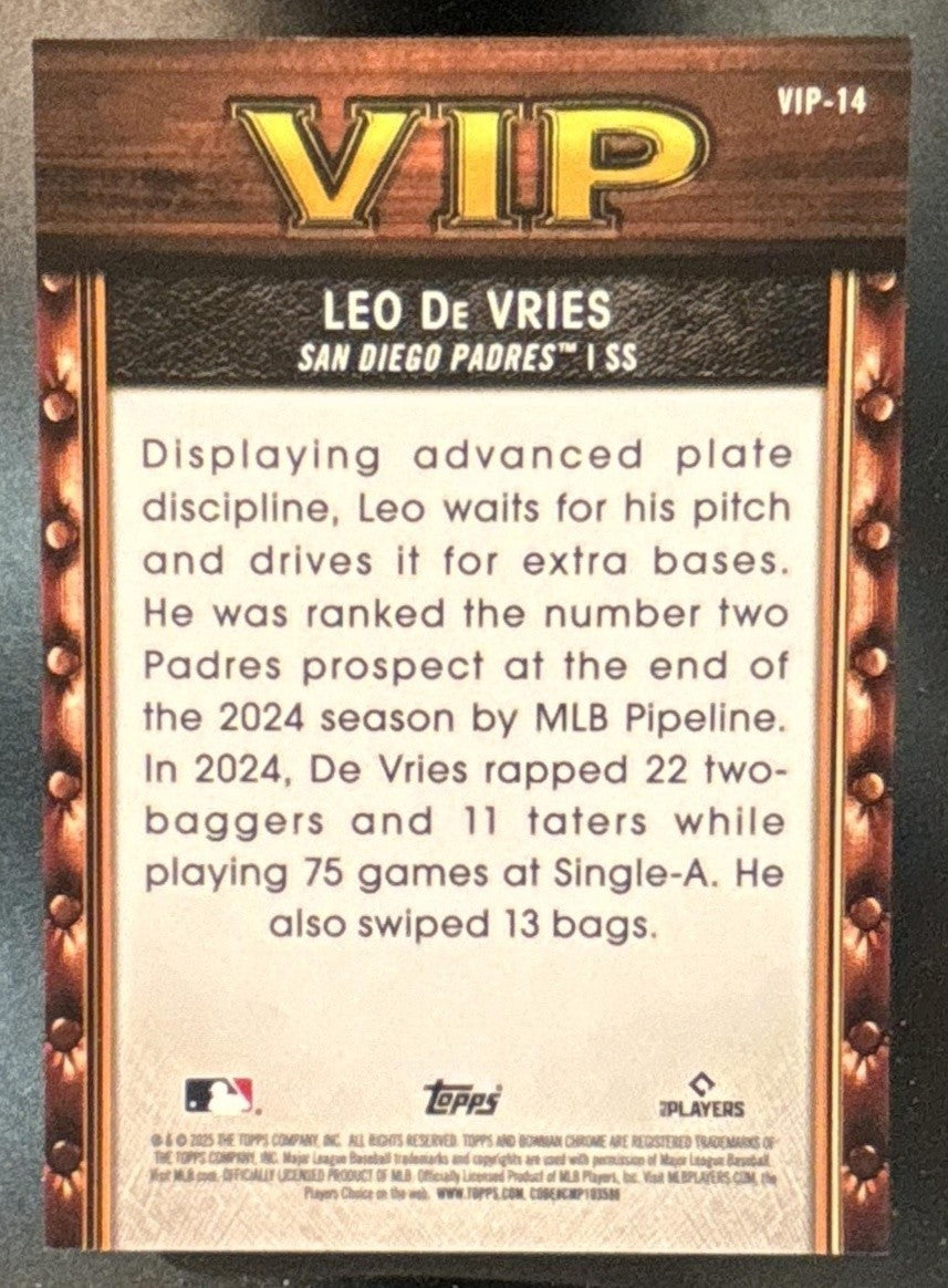 2025 Bowman Leo De Vries Very Important Prospects Chrome Mega Box Navy /175
