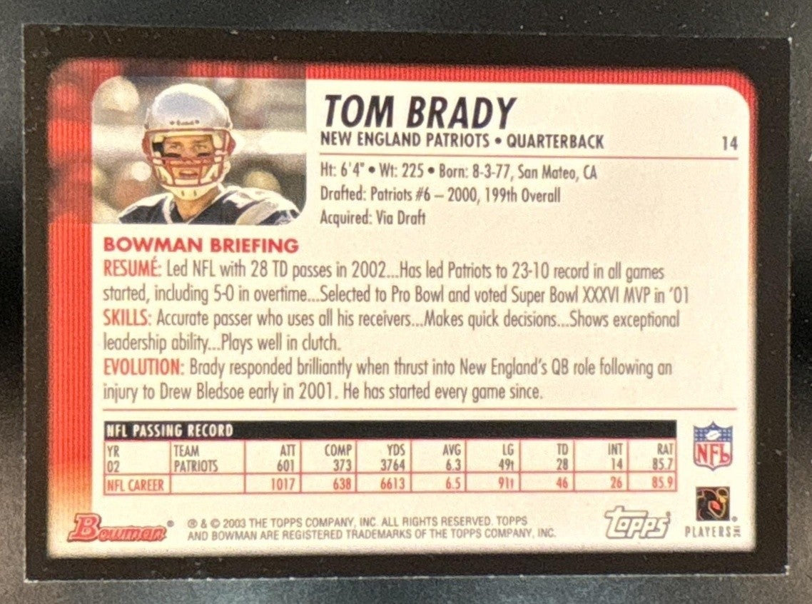 2003 Bowman Tom Brady #14 New England Patriots