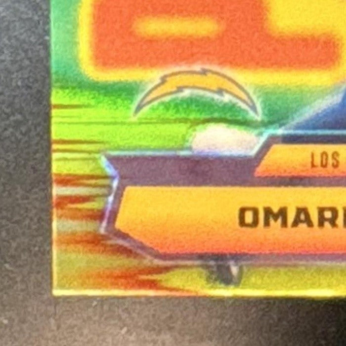 2025 Topps Chrome Omarion Hampton Power Players Yellow /275 RC Chargers
