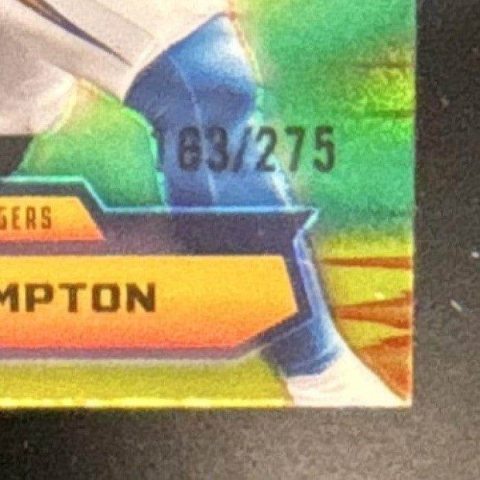 2025 Topps Chrome Omarion Hampton Power Players Yellow /275 RC Chargers