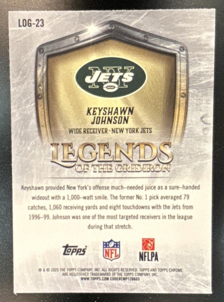 2025 Topps Chrome Keyshawn Johnson Legends of the Gridiron Pink /250 Jets