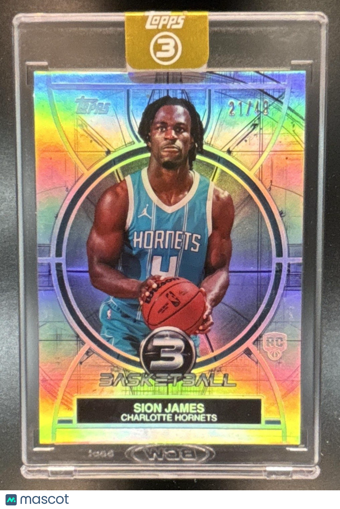 2025-26 Topps Three Sion James /49 #93 RC Charlotte Hornets