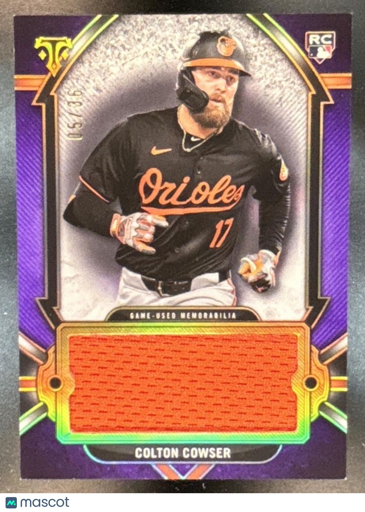 2024 Topps Triple Threads Colton Cowser Jumbo Relic Amethyst /36 RC Orioles