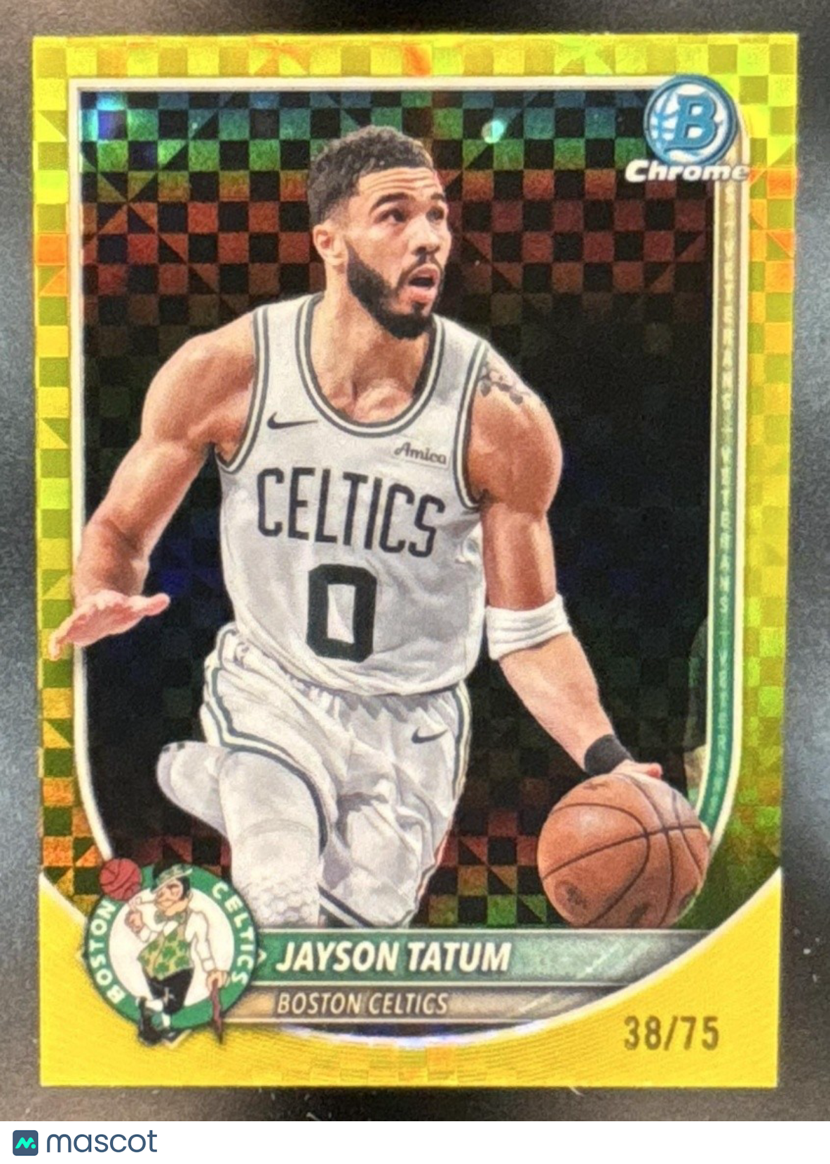 2025-26 Bowman Jayson Tatum Chrome Yellow X-Fractor /75 #BCV-56 Boston Celtics