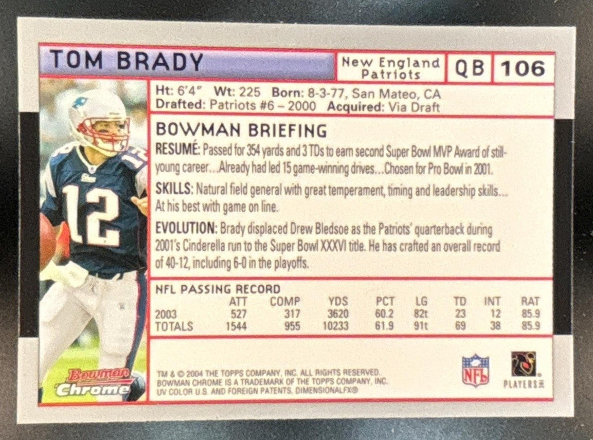 2004 Bowman Chrome Tom Brady #106 New England Patriots