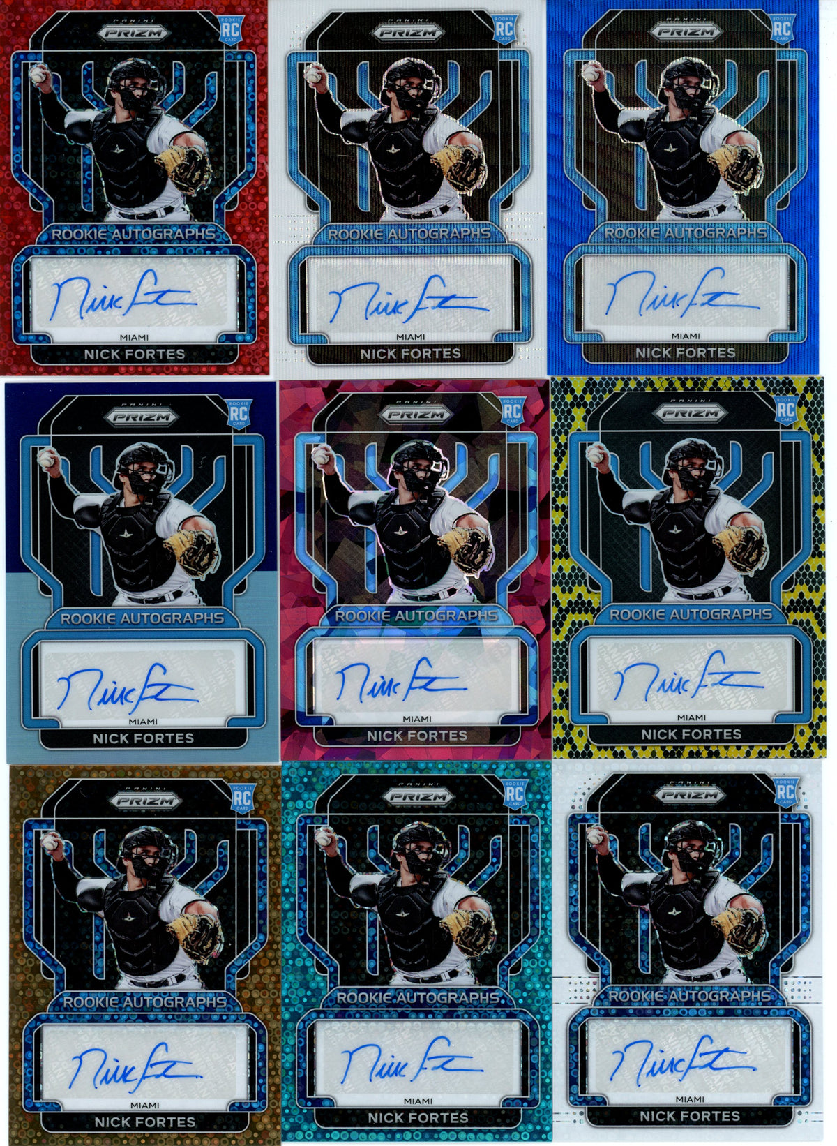 2022 Prizm Baseball Nick Fortes Rainbow Auto Black 1/1 Gold /10 26 Cards