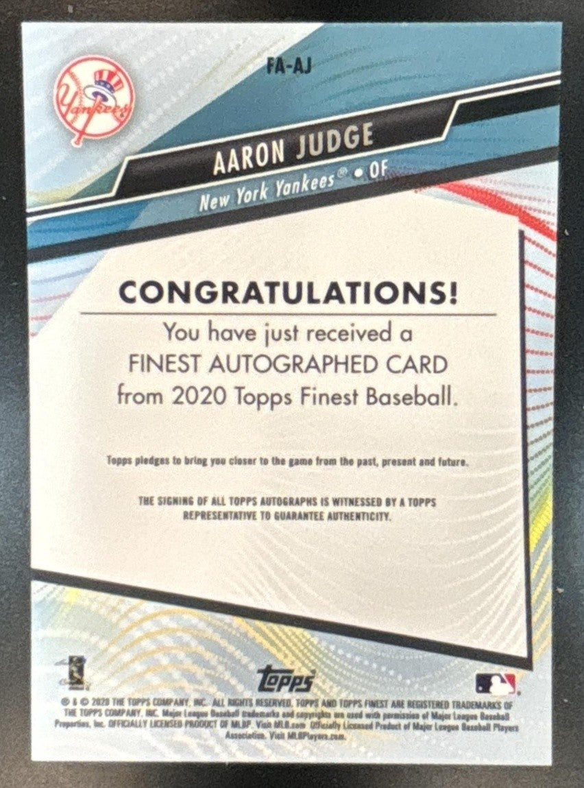 2020 Topps Finest Aaron Judge Auto #FA-AJ New York Yankees