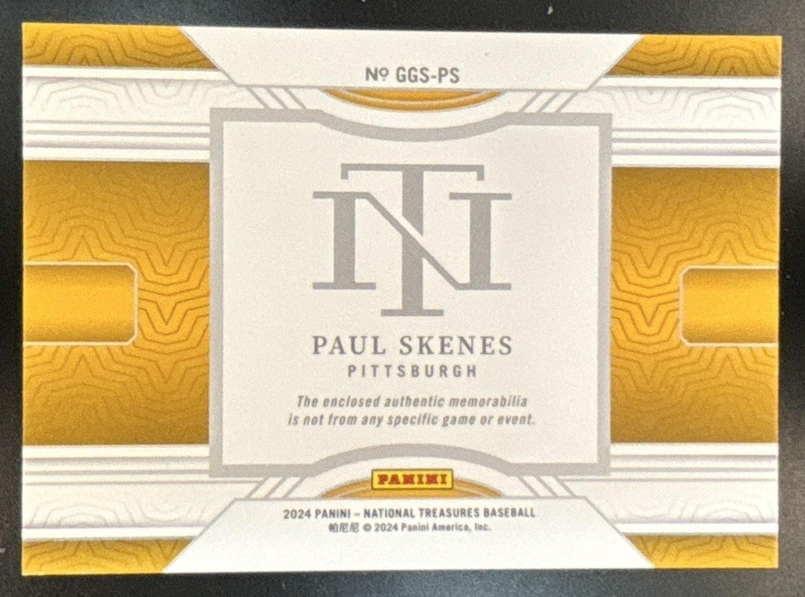 2024 National Treasures Paul Skenes Game Gear Swatches /25 RC Pirates
