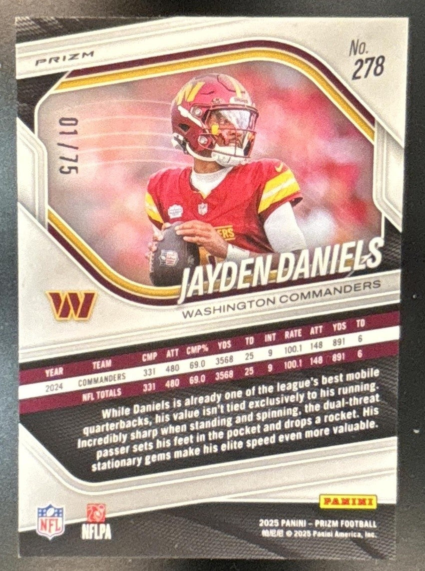 2025 Panini Prizm Jayden Daniels Green Scope 1/75 #278 Washington Commanders