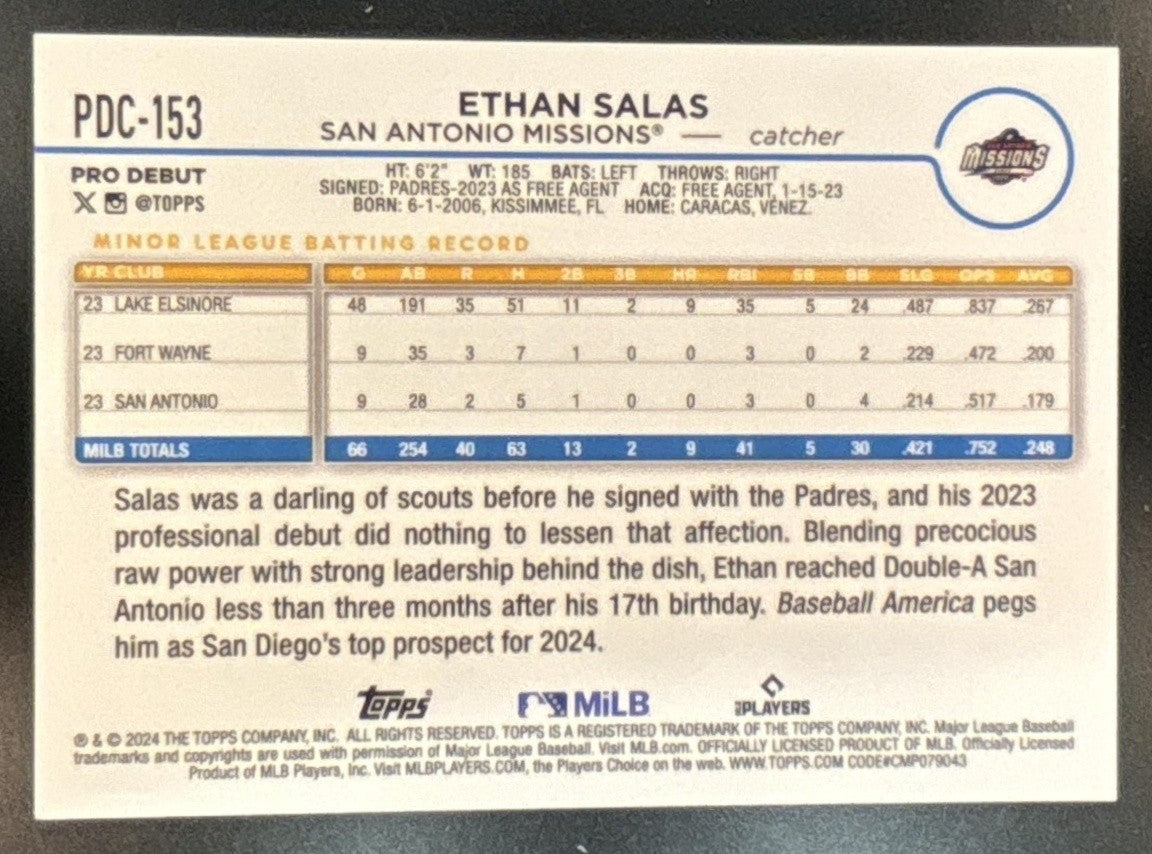 2024 Topps Pro Debut Ethan Salas Chrome Red Refractor /5 #PDC-153