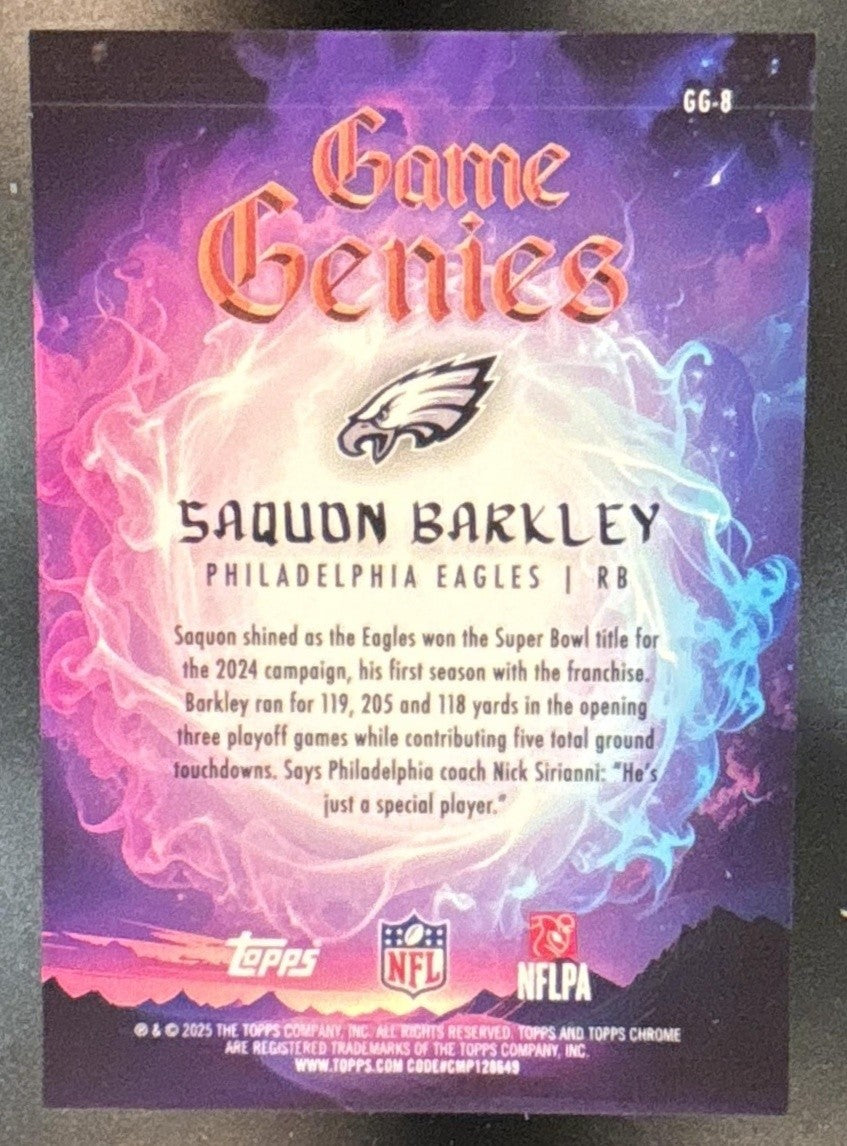 2025 Topps Chrome Saquon Barkley Game Genies GG-8 SSP Philadelphia Eagles
