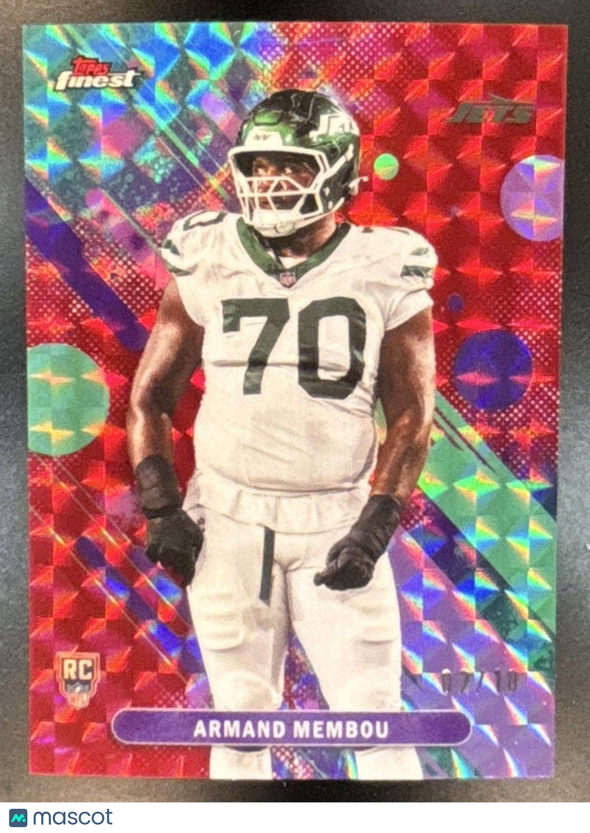 2025 Topps Finest Armand Membou Red Geometric Refractor /10 #36 RC New York Jets