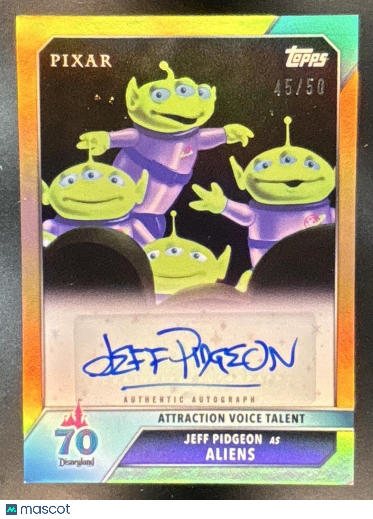 2025 Topps Disneyland 70th Anniversary Jeff Pidgeon as Aliens Auto Gold /50