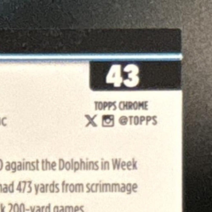 2025 Topps Chrome Sapphire Rico Dowdle Black Refractor 1/10 #43 Panthers