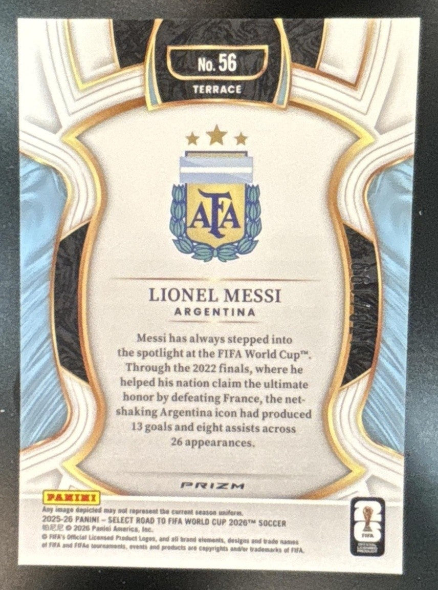2025-26 Panini Select Road to FIFA World Cup Lionel Messi Terrace Camo /199 #56