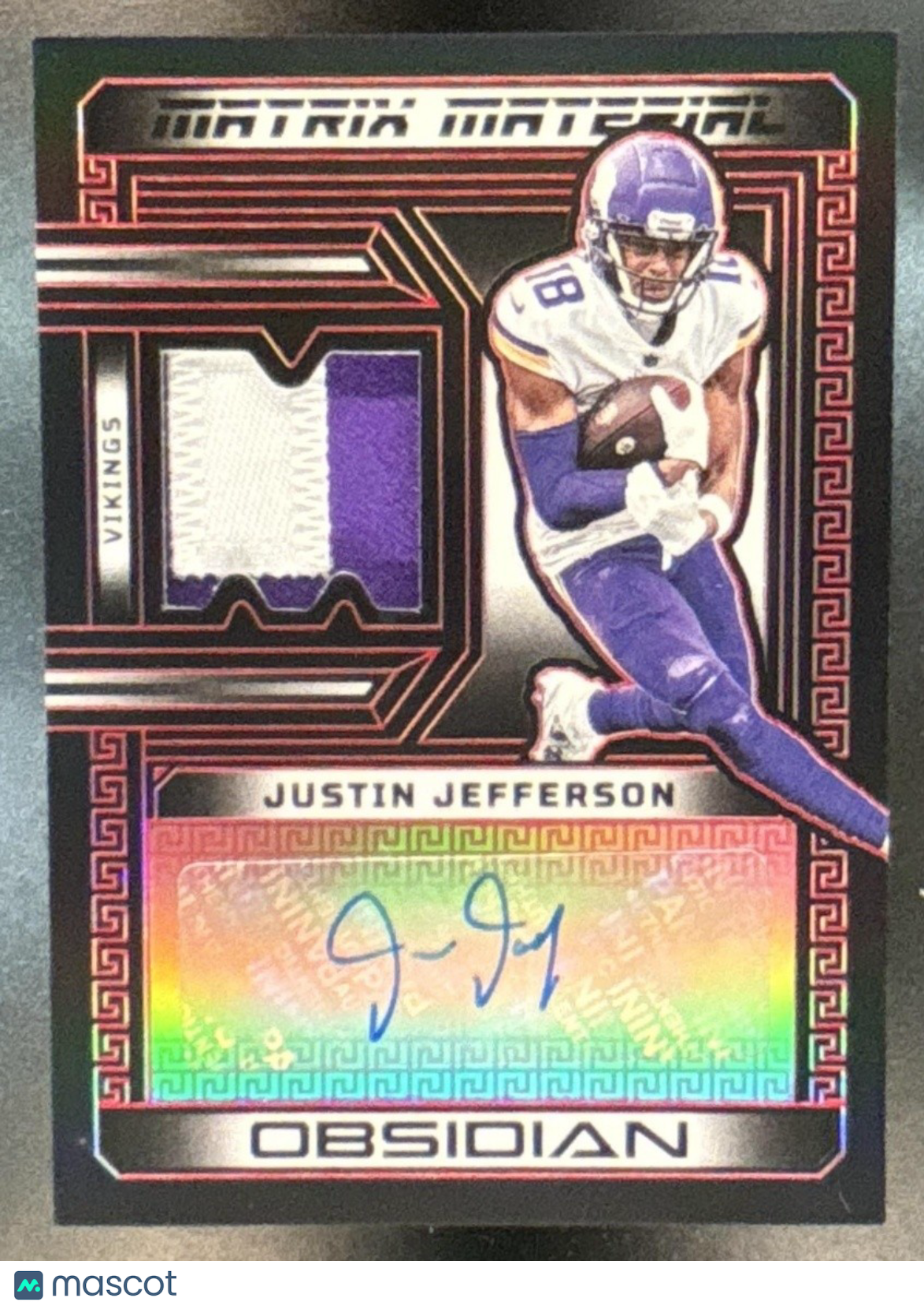 2023 Panini Obsidian Justin Jefferson Matrix Material Auto /8 MEM Vikings