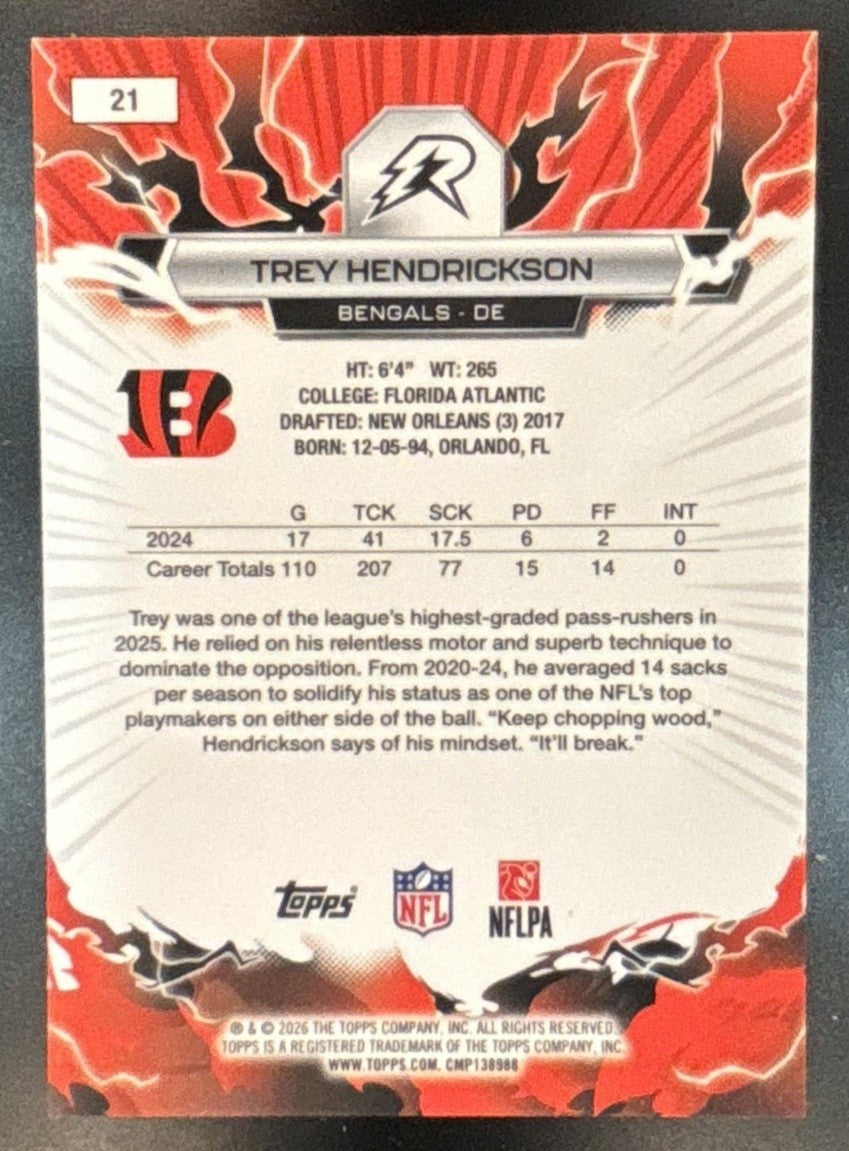 2025 Topps Resurgence Trey Hendrickson Orange Power Surge /25 #21 Bengals