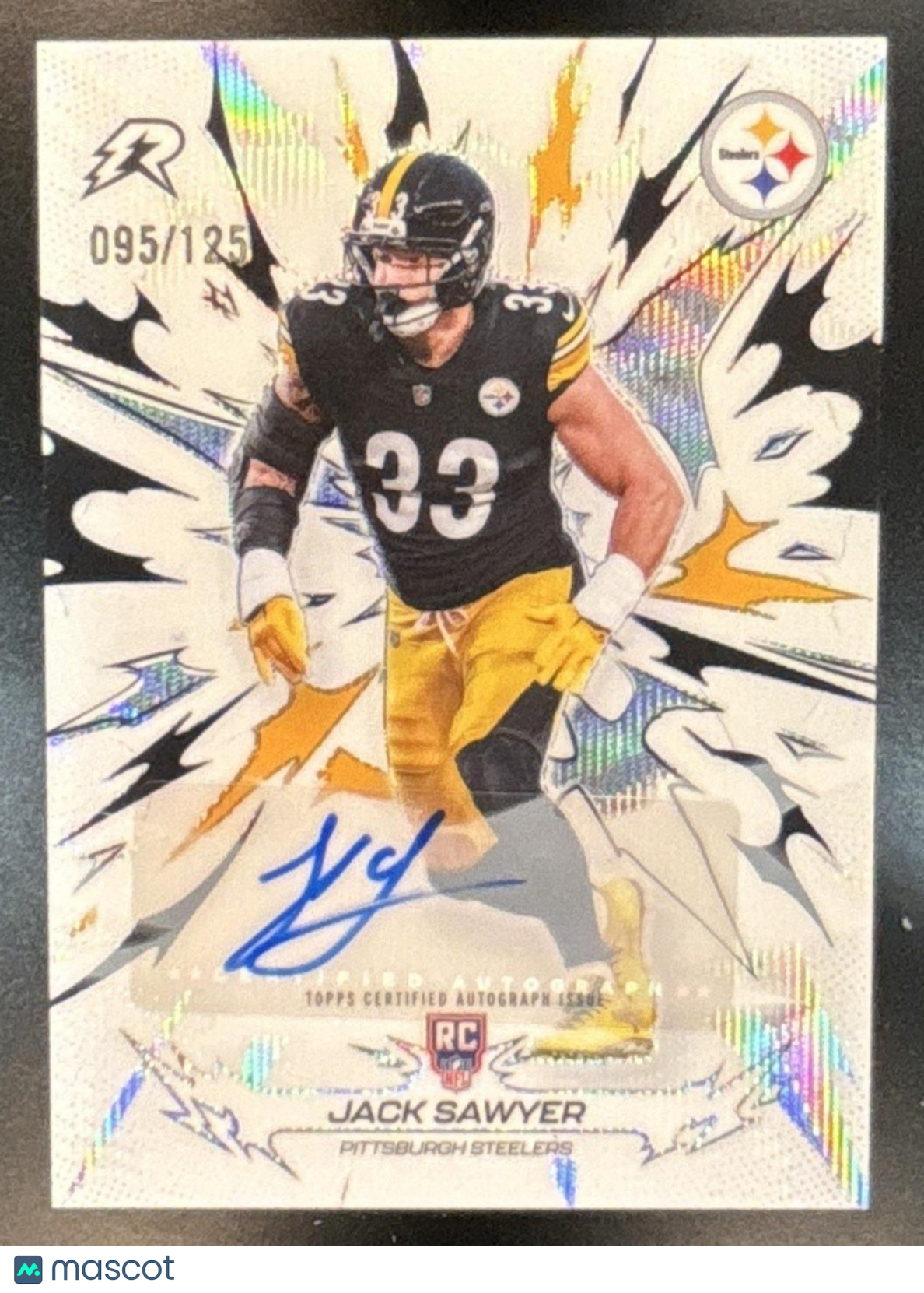 2025 Topps Resurgence Jack Sawyer Signatures White Surge /125 RC Auto Steelers