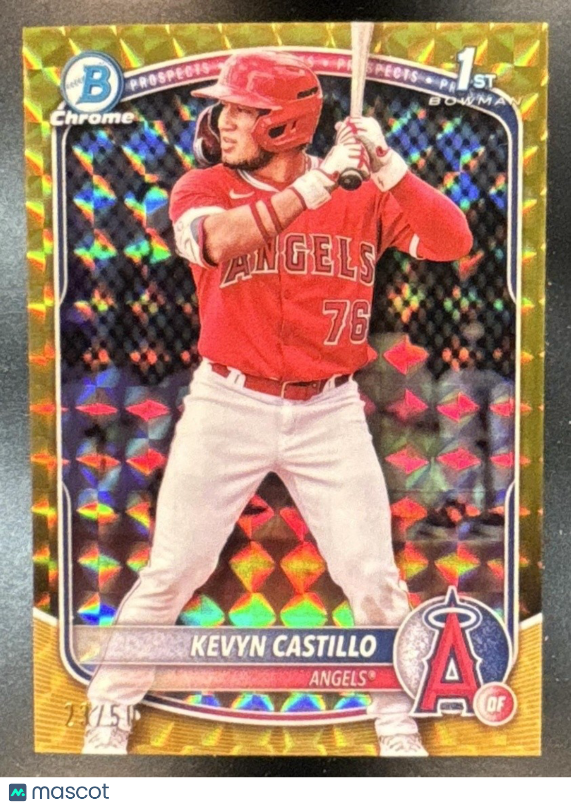 2025 Bowman Kevyn Castillo Chrome Gold Geometric /50 1st Prospect Angels
