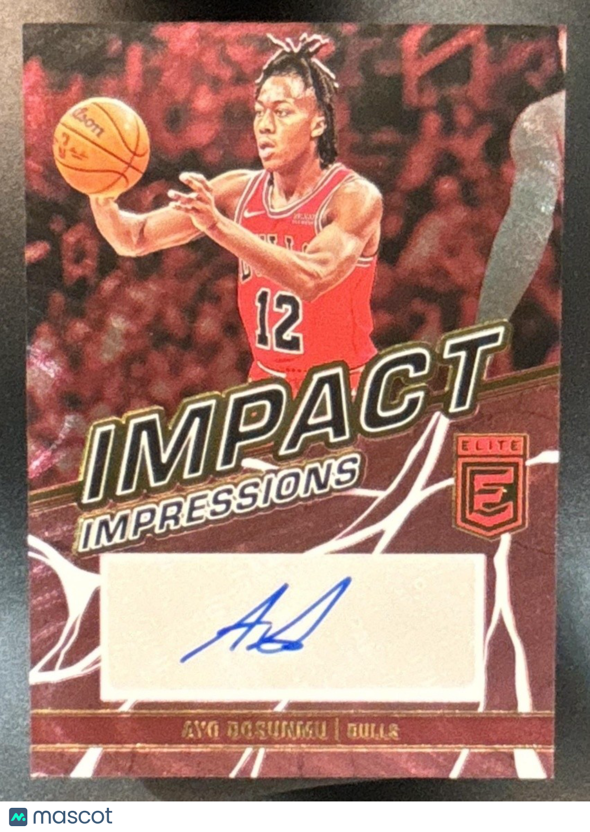 2022-23 Donruss Elite Ayo Dosunmu Impact Impressions Auto Red /49 Chicago Bulls