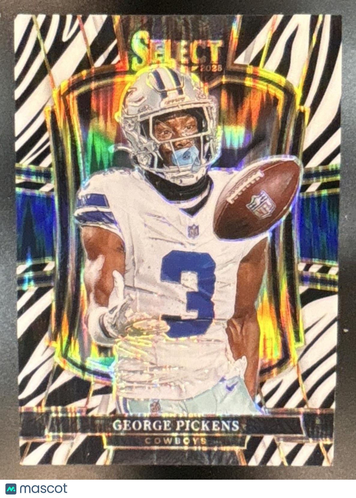 2025 Panini Select George Pickens Premier Level Zebra Shock #197 Dallas Cowboys
