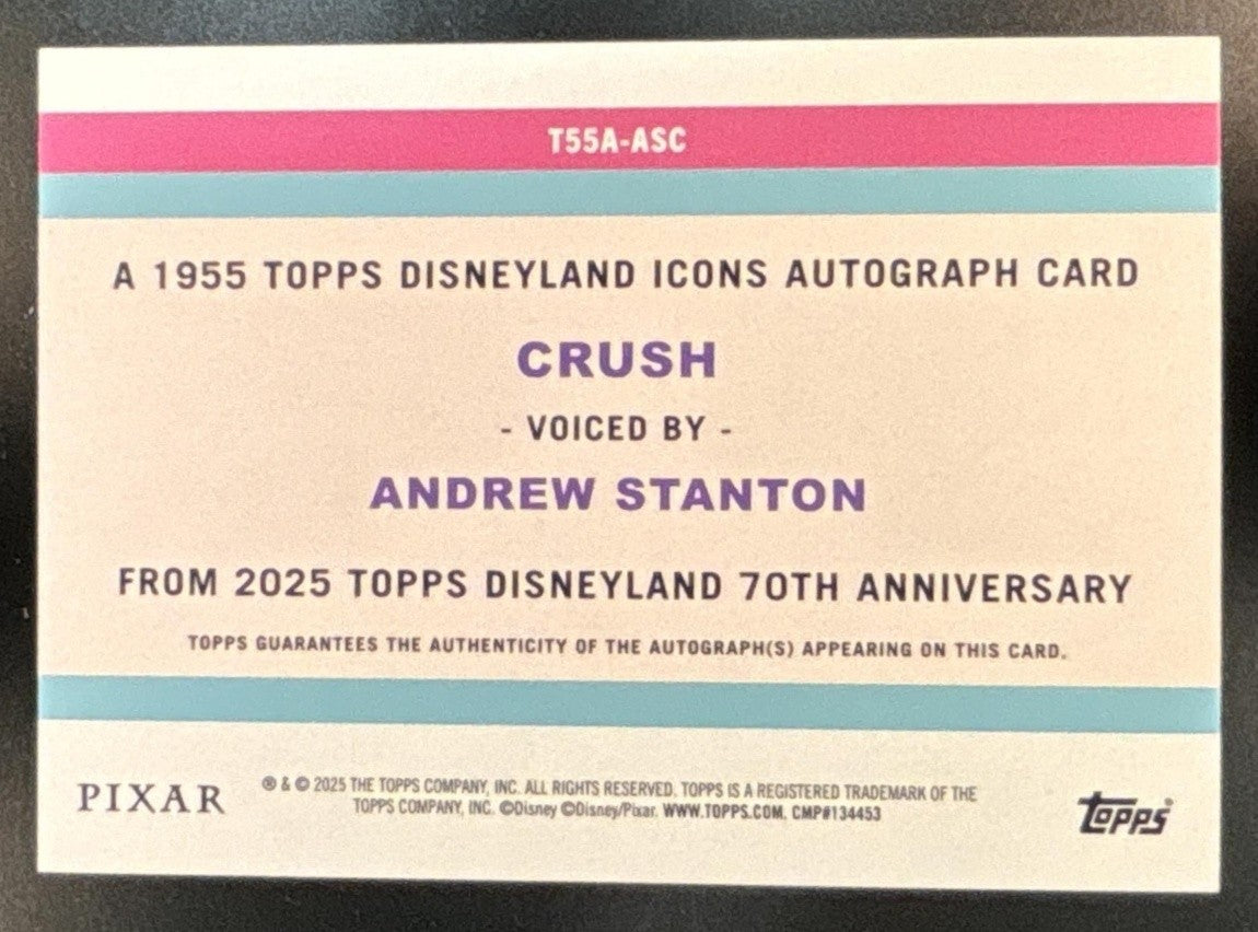 2025 Topps Disneyland 70th Anniversary Andrew Stanton as Crush 1955 Icons Auto