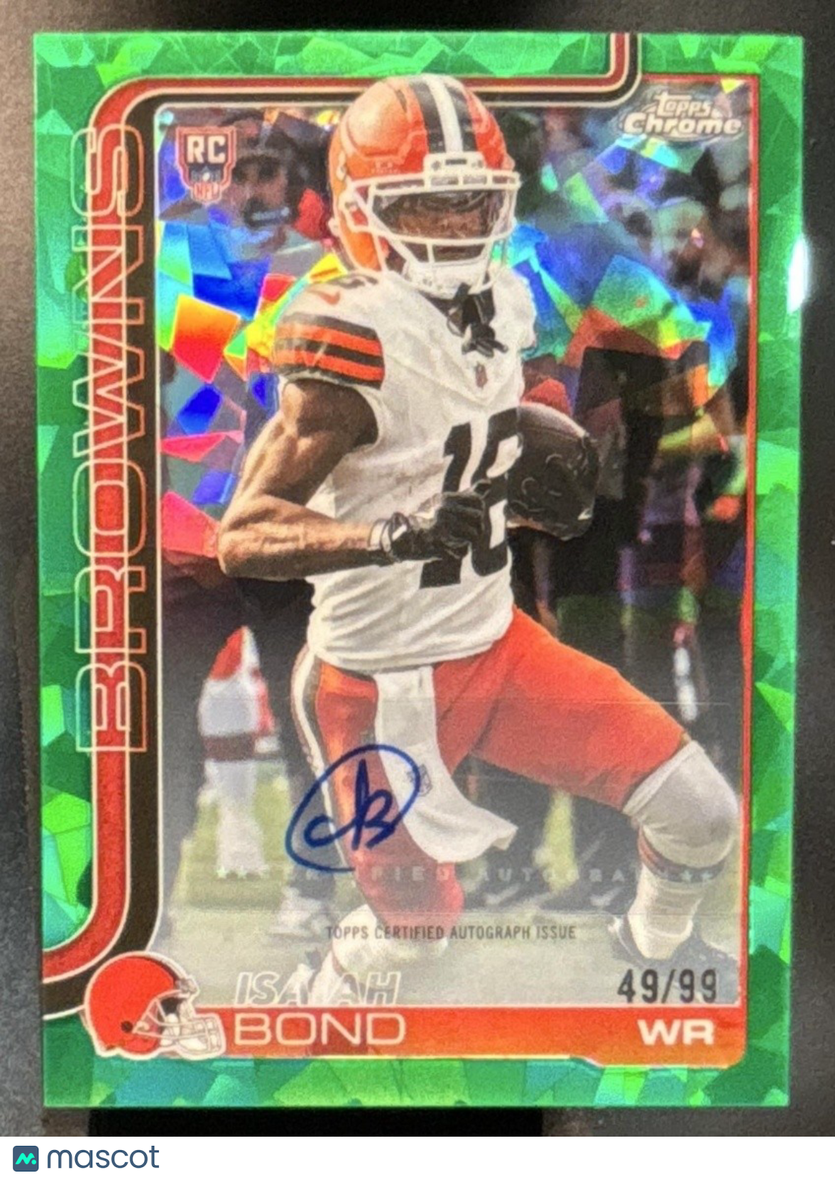 2025 Topps Chrome Sapphire Isaiah Bond Auto Green Refractor /99 RC Browns