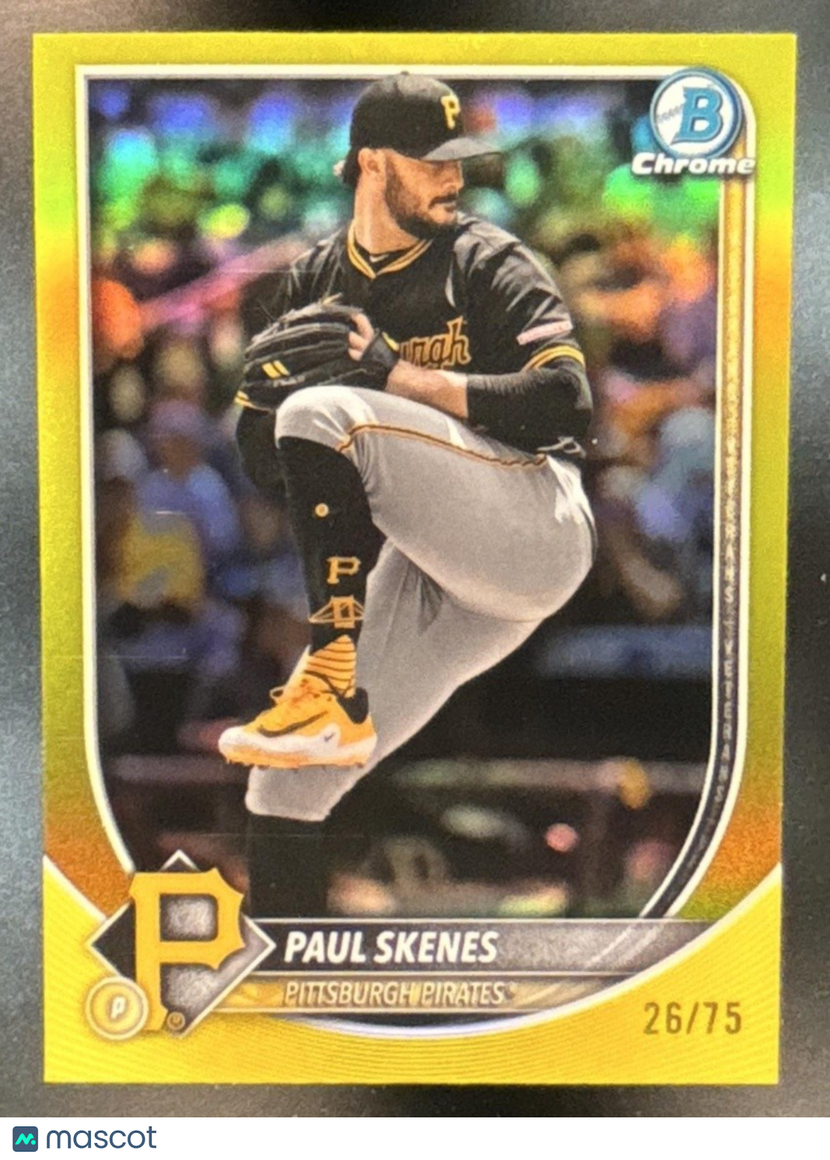 2025 Bowman Chrome Paul Skenes Yellow Refractor /75 #30 Pittsburgh Pirates