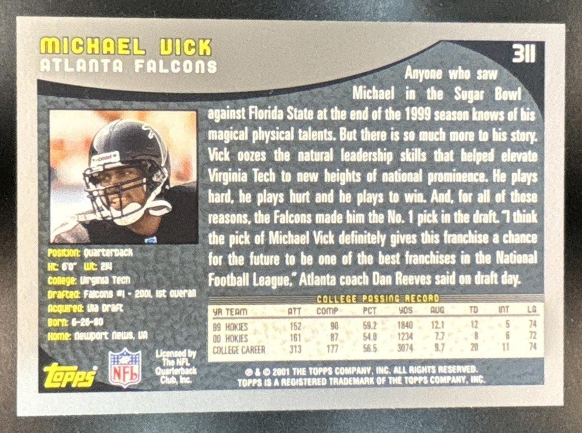 2001 Topps Michael Vick #311 Rookie RC Atlanta Falcons