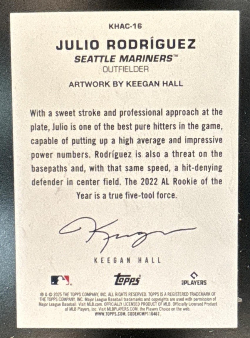 2025 Topps Update Julio Rodriguez Keegan Hall Art Cards #KHAC-13 SSP Mariners
