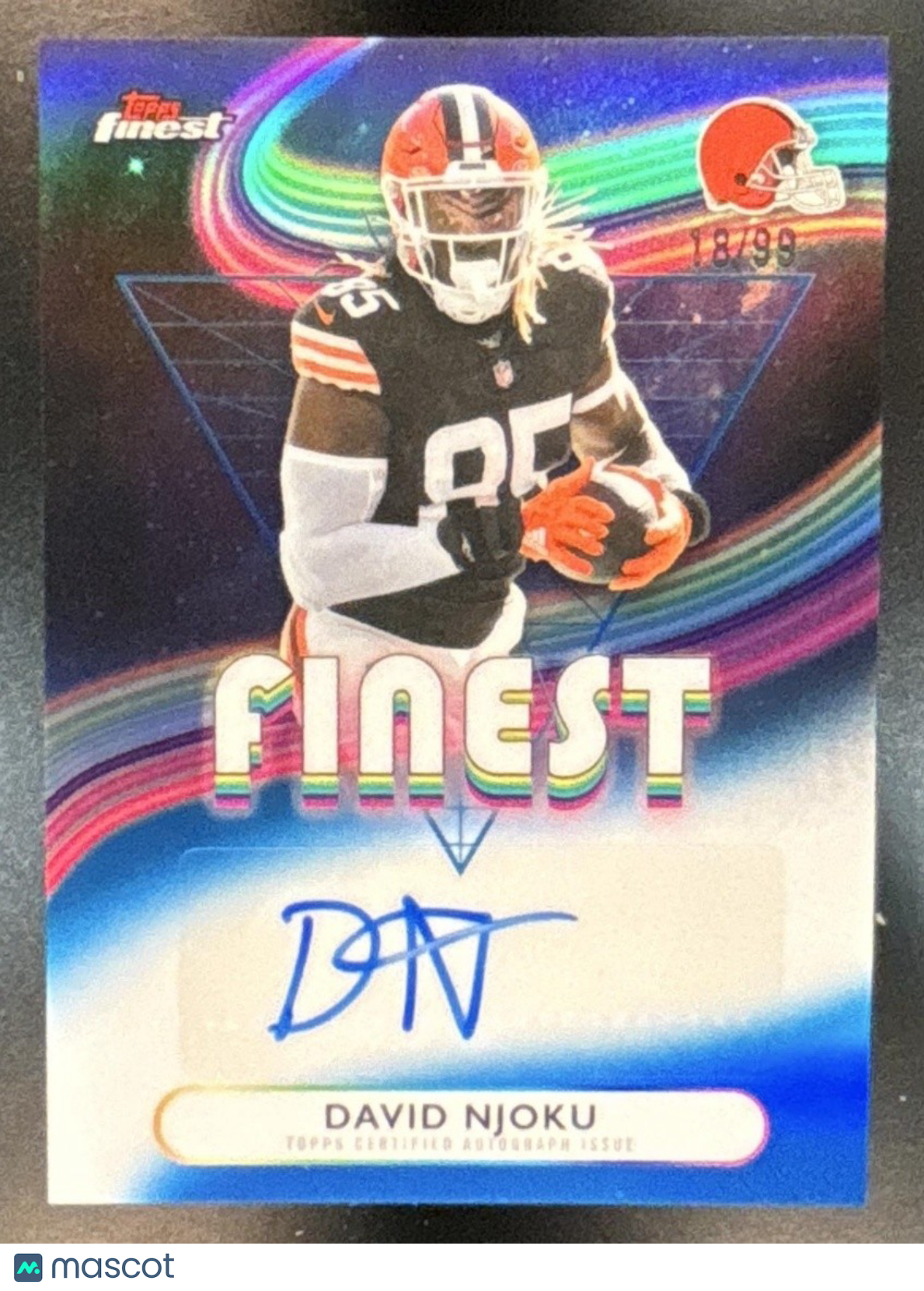 2025 Topps Finest David Njoku Auto Blue Refractor /99 #FA-DN Cleveland Browns
