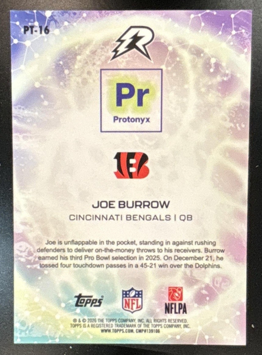 2025 Topps Resurgence Joe Burrow Protonyx Gold Power Surge Refractor /50 Bengals