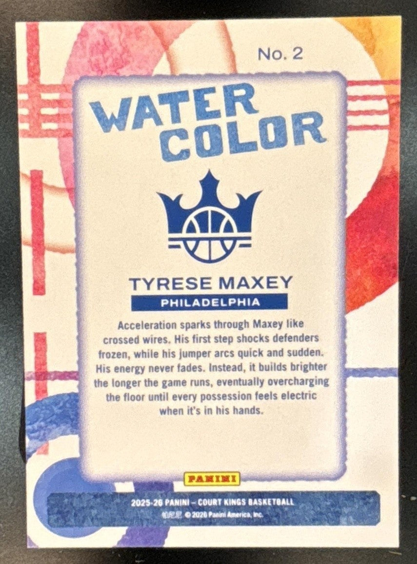 2025-26 Panini Court Kings Tyrese Maxey Water Color #2 Philadelphia 76ers