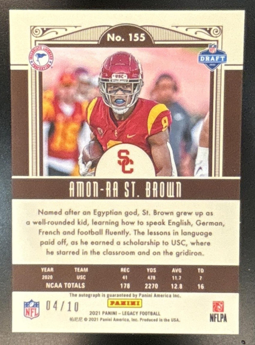 2021 Panini Legacy Amon-Ra St. Brown Auto /10 #155 RC Auto USC Trojans